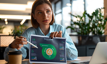 person office analyzing checking finance graphs